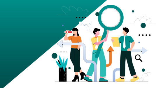 image of three people evaluating campaign message strategy